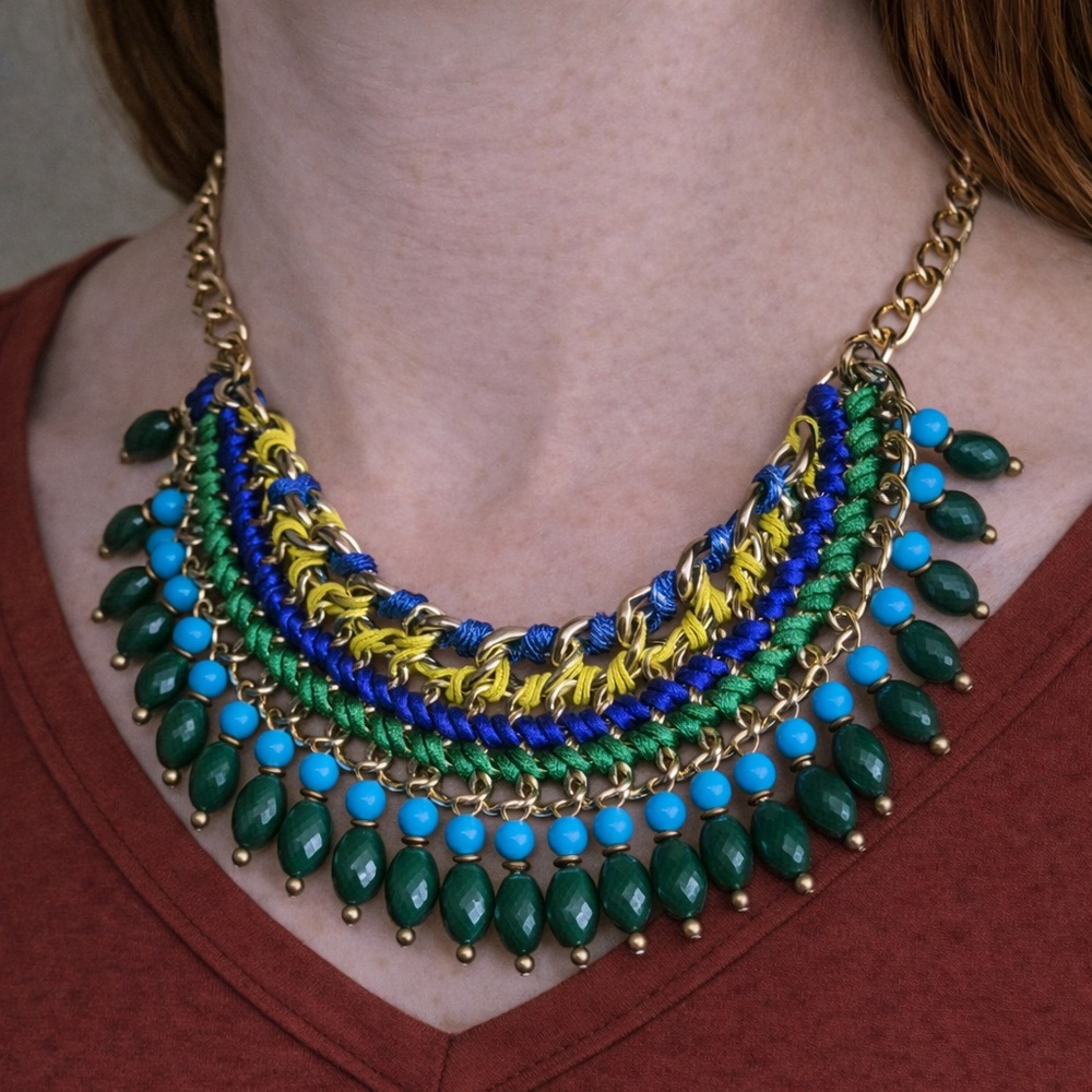 Boutique Colorful Statement Bib Necklace